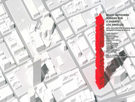 Front cover of Tower Complex book showing a model of a dense city