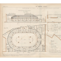 Drawing from 1881 of the electric lighting plan for the Hippodrome de l'Alma in Paris