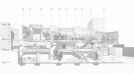 Rancourt's project section for Comprehensive Design Studio, part of the second-year MArch core sequence