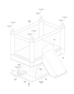 Rendering of Hot Air, an Inflatable Data Center that is reminiscent of a bounce house.