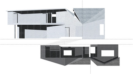 rendering showing two houses, one upside down beneath the other