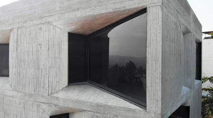 Image of the corner of an angled building window
