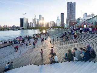 Pierscape at Chicago's Navy Pier, designed by James Corner Field Operations, with architectural elements by nArchitects.