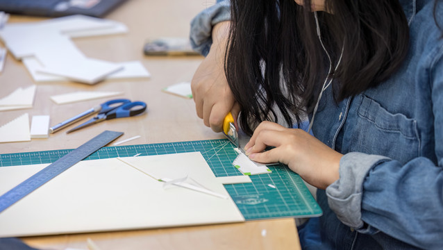 An AUD student at work in Perloff Studio
