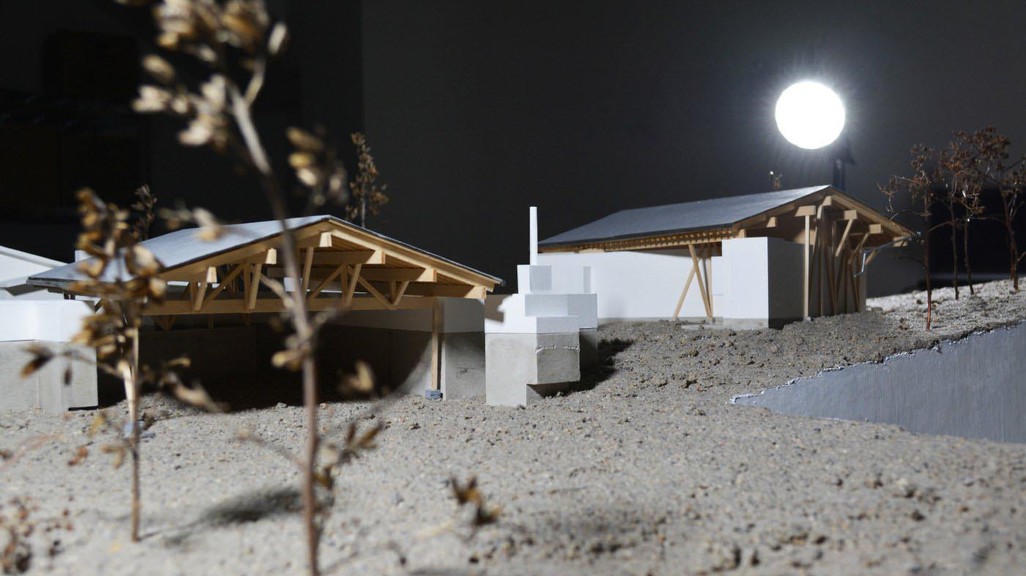 Model of a house at night