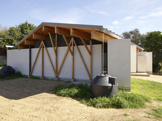 Rear shot of rear of garage