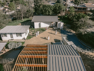 Aerial shot of courtyard