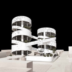 Rendering of circular white building