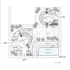 Plan of circular buildings and courtyard
