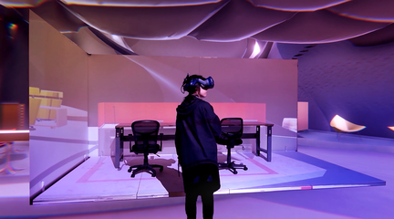 Image of a woman experiencing a VR environment