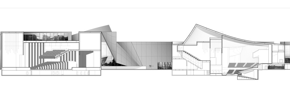 Black and white unrolled section drawing