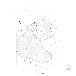 Black and white plan drawing of loft evel.