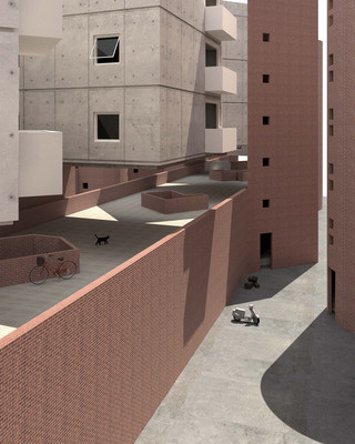 Rendered perspective of a housing development in Los Angeles.