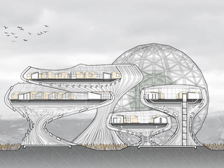 Section drawing of a housing development in Los Angeles.