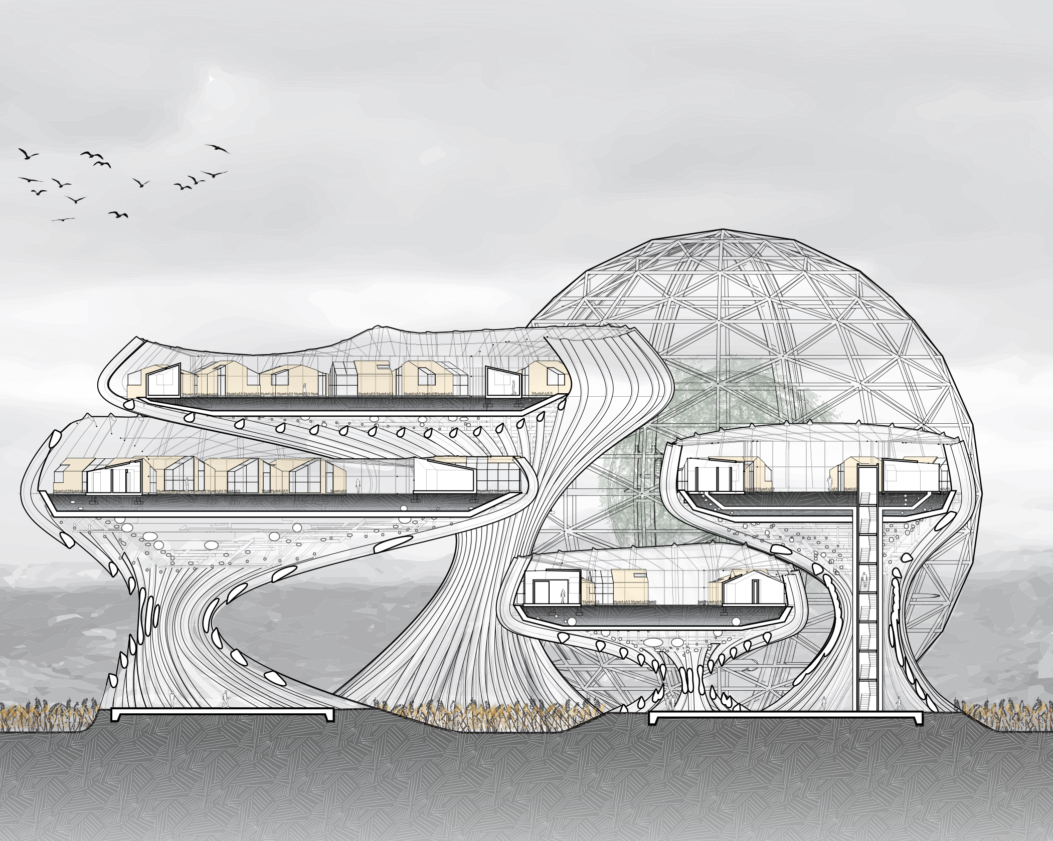 Premium Vector | Organic architecture concept doodles