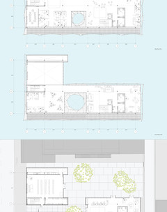 Plan drawings including site plan, second floor plan, and third floor plans.
