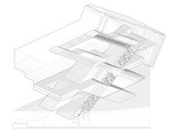 Axonometric drawing of building chunk describing structural system.