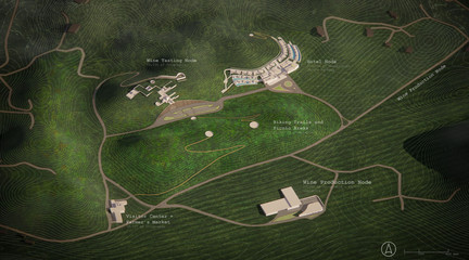Rendering of a wine tasting and production center