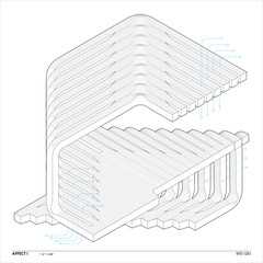 Axonometric diagram drawing of an architectural folly.