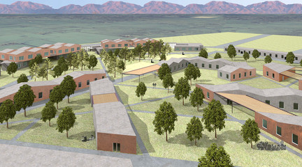 Aerial perspective rendering.