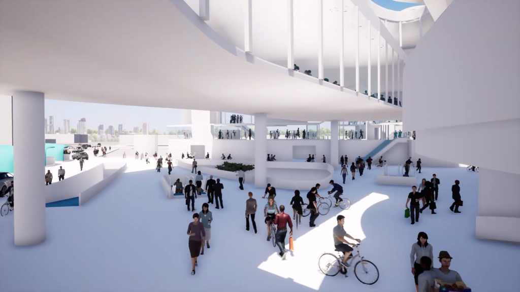 Screenshot from a student video envisioning the new multi-modal hub of the future