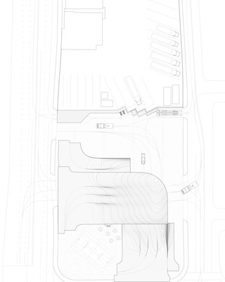 a site plan drawing of the Fire Station n one-sixteenth of an inch scale