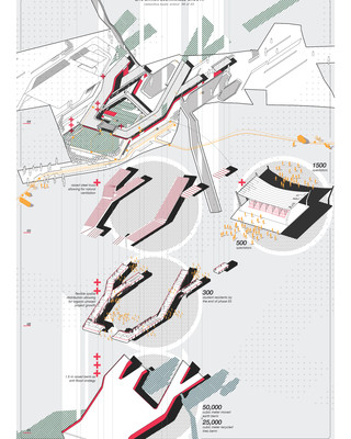 Exploded axonometric diagram exploring sustainable growth.