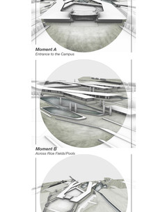 Three aerial perspectives of the site.