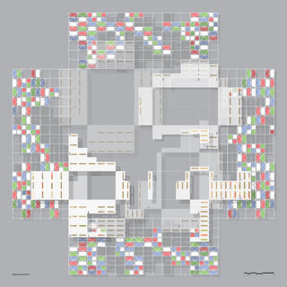 Drawing of the elevations of each side of the building bound together