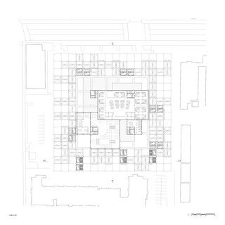 Plan drawing of the building at a height of 105 ft.
