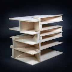 Image of a wood model against a black background