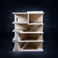 Image of a wood model against a black background